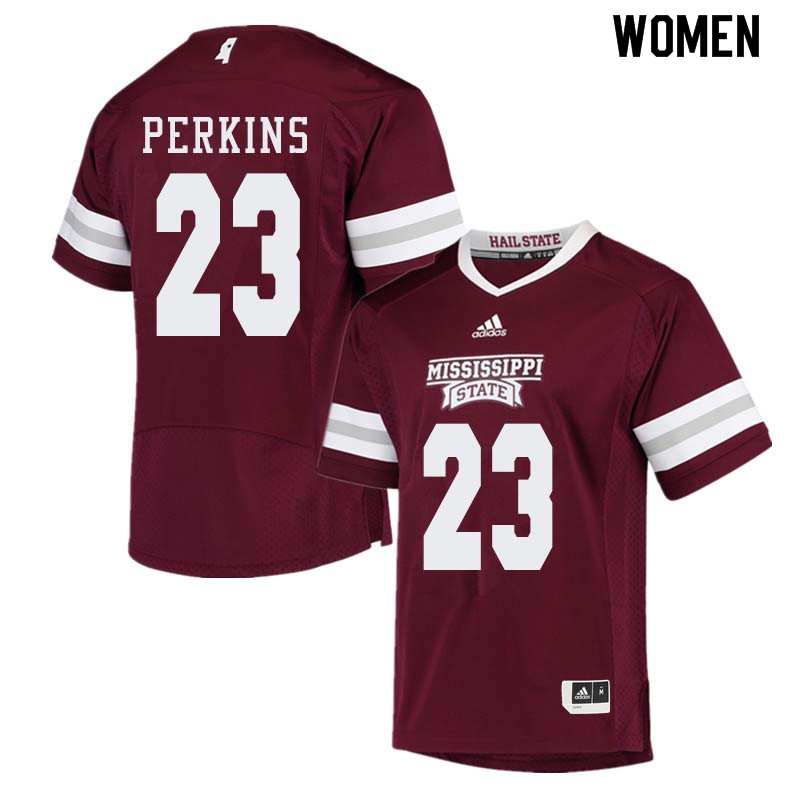 Women #23 Allen Perkins Mississippi State Bulldogs College Football Jerseys Sale-Maroon - Click Image to Close